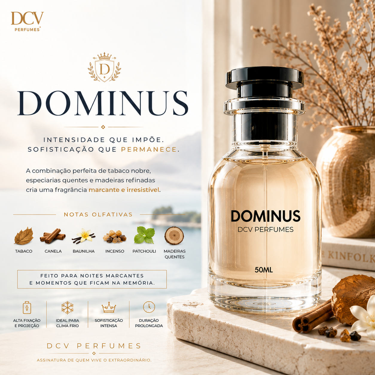 Perfume Dominus Masculino - Eau de Parfum Amadeirado Especiado 50ml
