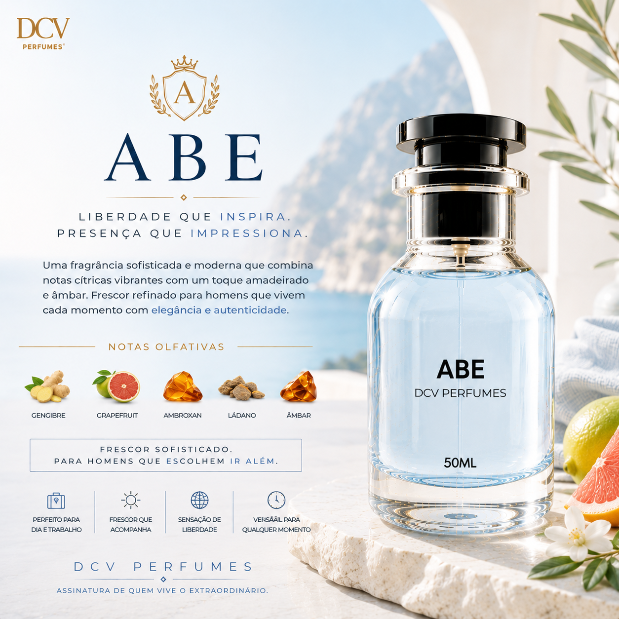 Perfume ABE Masculino – Eau de Parfum Cítrico Amadeirado 50ml