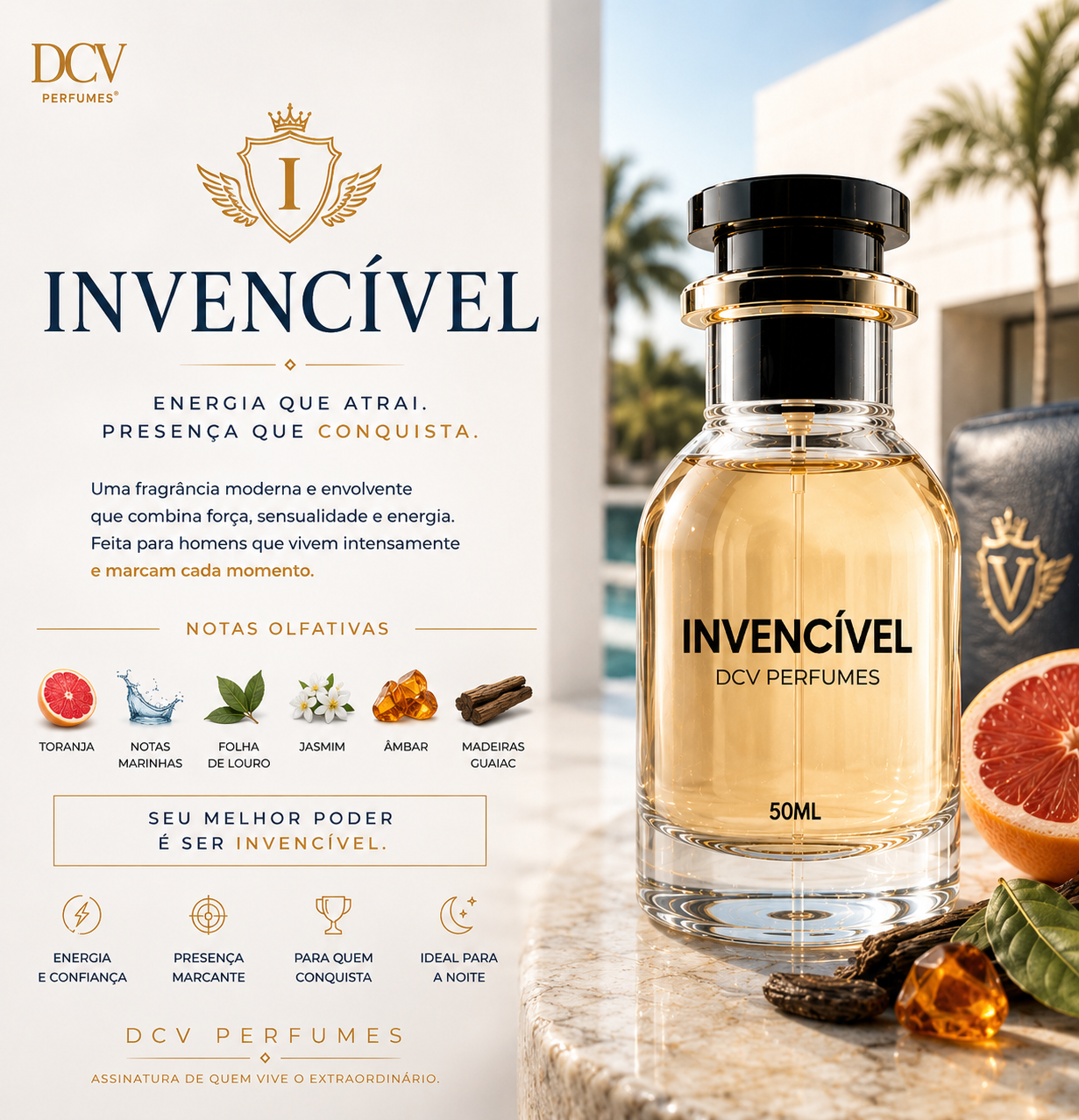 Perfume Invencível Masculino - Eau de Parfum Amadeirado Oriental 50ml