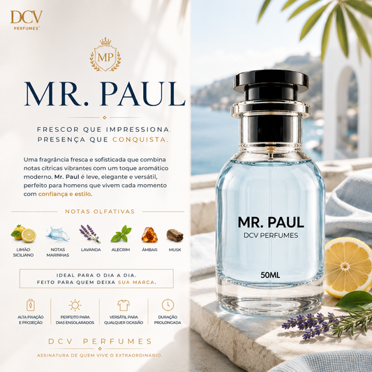 Perfume Mr. Paul Masculino - Eau de Parfum Cítrico Aromático 50ml